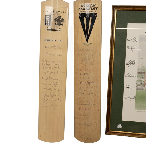 395 - Cricketing interest - two late 20th Century prints signed by international cricketers: the first aft... 