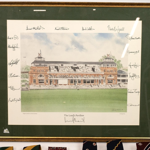 395 - Cricketing interest - two late 20th Century prints signed by international cricketers: the first aft... 