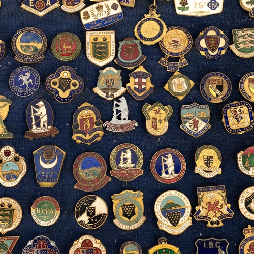 405 - Large collection of vintage Bowling / Bowls Club badges and spoons. Approx 165 badges, all enamelled... 