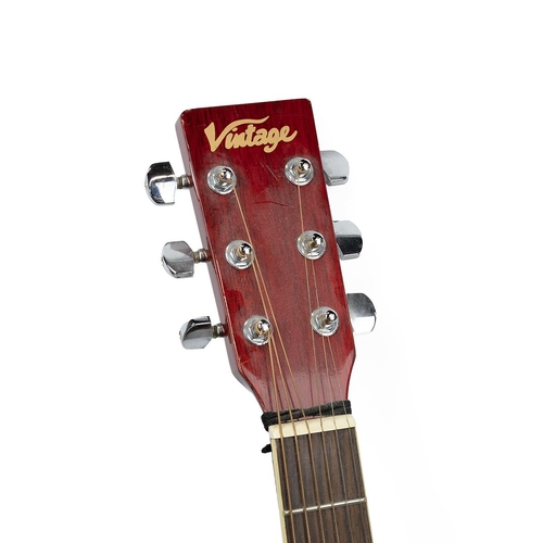 412 - John Hornby Skews JHS Vintage VEC500RB 6 string electro-acoustic guitar in 'Redburst'. With zipped c... 