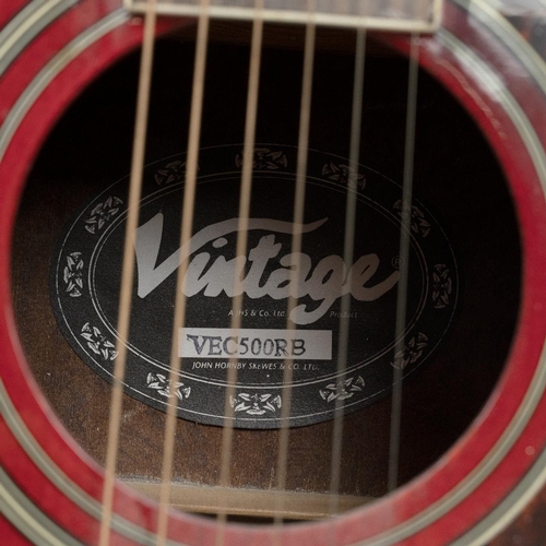 412 - John Hornby Skews JHS Vintage VEC500RB 6 string electro-acoustic guitar in 'Redburst'. With zipped c... 