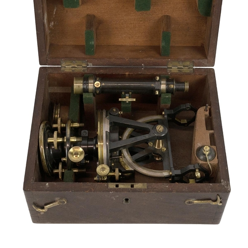 434 - 19th century Troughton & Simms London Theodolite in original fitted traveling case L26cm X D21cm... 