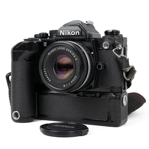 454 - Nikon FM2 Camera body with motor drive and Nikon lens series E 50mm, extra lenses Tamron 35-80mm, Ta... 