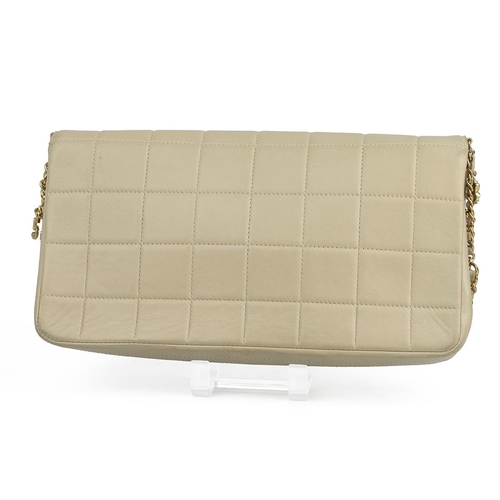 458 - Chanel chocolate bar quilted lambskin charm handbag, circa 2002-2003, in light tan/cream.Serial no. ... 