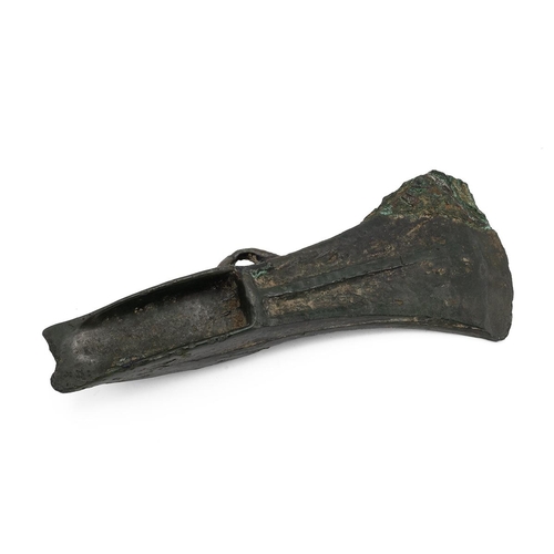 492 - Bronze Age socketed and looped 'Palstave' axe head, circa 1,500 - 1,300 BCE , with central rib. L 15... 