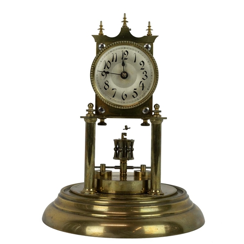 497 - Anniversary or 400 day torsion clock in the manner of Gustave Becker. Brass mechanism stamped 74598.... 