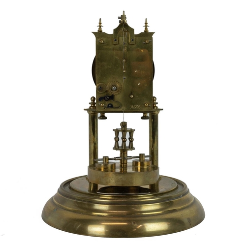 497 - Anniversary or 400 day torsion clock in the manner of Gustave Becker. Brass mechanism stamped 74598.... 