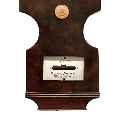 499 - A.Pozzi of 'Wooten Bassett' early 19th century rosewood cased wheel or 'banjo' barometer with broken... 