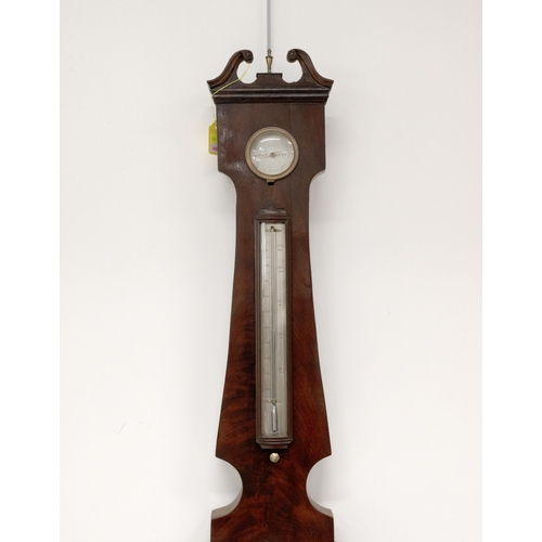 499 - A.Pozzi of 'Wooten Bassett' early 19th century rosewood cased wheel or 'banjo' barometer with broken... 