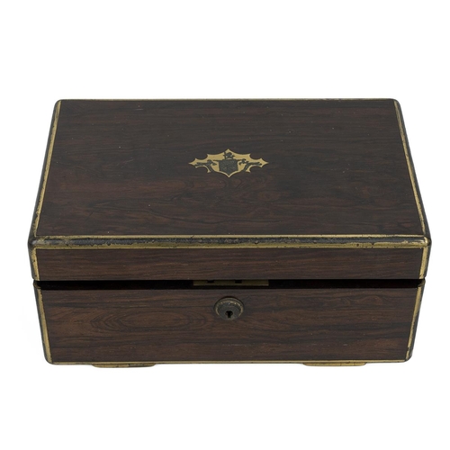 509 - William IV brass bound coromandel wood campaign correspondence box, the lockable hinged lid (key pre... 