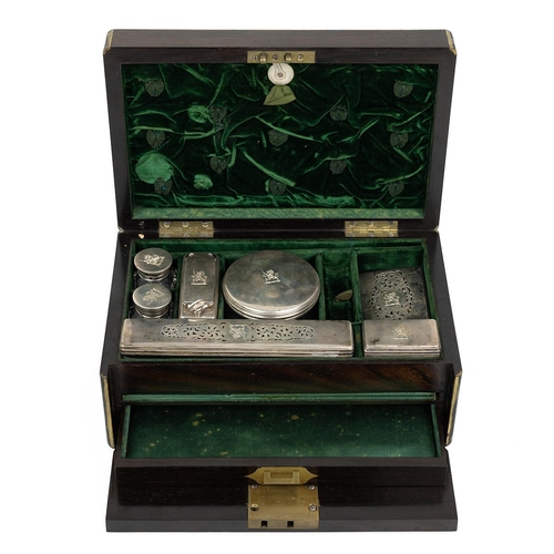 509 - William IV brass bound coromandel wood campaign correspondence box, the lockable hinged lid (key pre... 