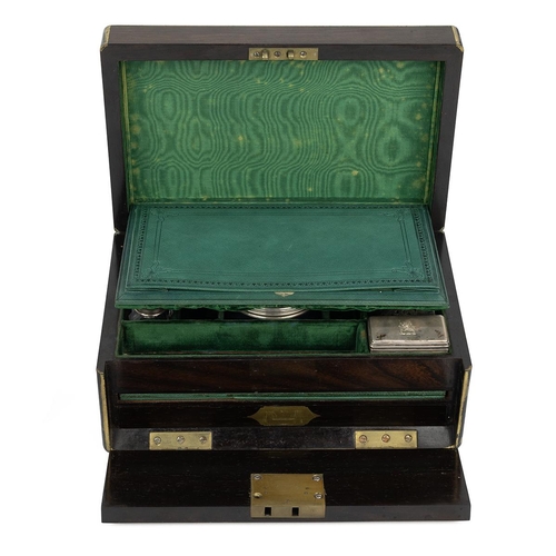 509 - William IV brass bound coromandel wood campaign correspondence box, the lockable hinged lid (key pre... 