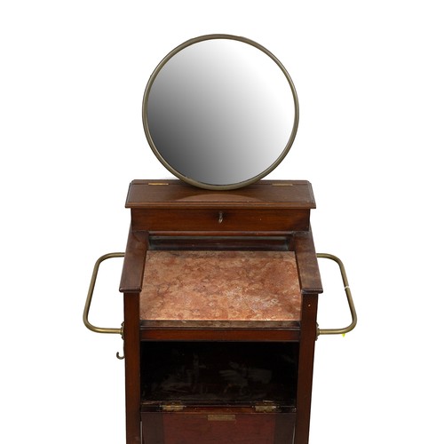 527 - Gentleman's dressing stand, c1900. Mahogany frame with pink marble top, castors, brass handles and b... 