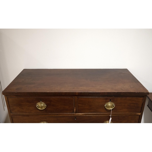 533 - 19th Century mahogany chest of two short over three long graduating drawers. With brass oval pull ha... 