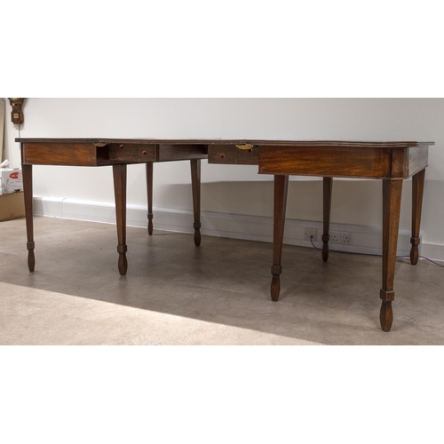 534 - 19th Century mahogany 8-10 seat dining table. One drop in leaf is original to the table creating an ... 