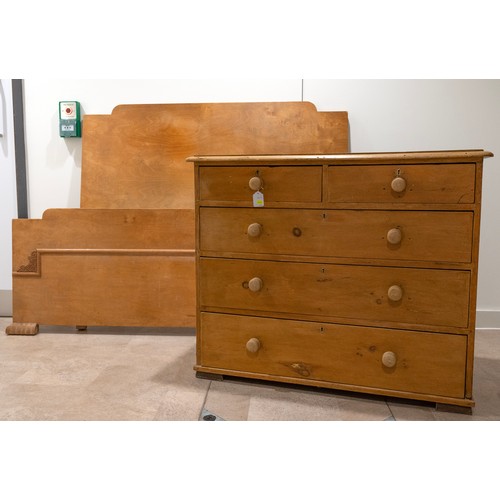 540 - Victorian pine chest of of two short over tree long graduating drawers, L103cm x D49cm x H87cm. Toge... 