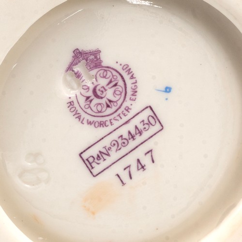 182 - Raby for Royal Worcester - pair of early 20th century blush ivory vases hand decorated with spring f... 