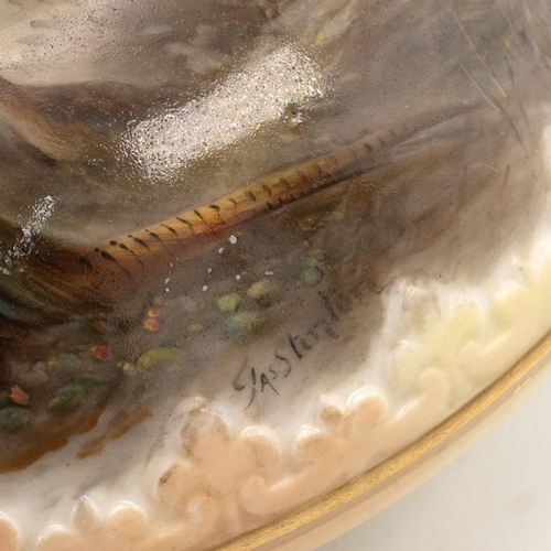 184 - James Stinton for Royal Worcester c1908 vase, of circular waisted form with pierced reticulated neck... 