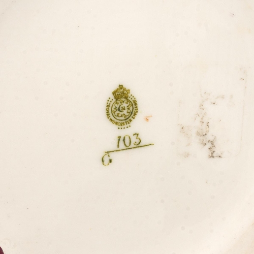 184 - James Stinton for Royal Worcester c1908 vase, of circular waisted form with pierced reticulated neck... 