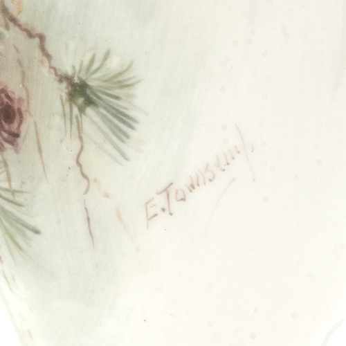 186 - E.Townsend for Royal Worcester a trophy form lamp, c1958, hand painted with a Bullfinch and a Goldcr... 