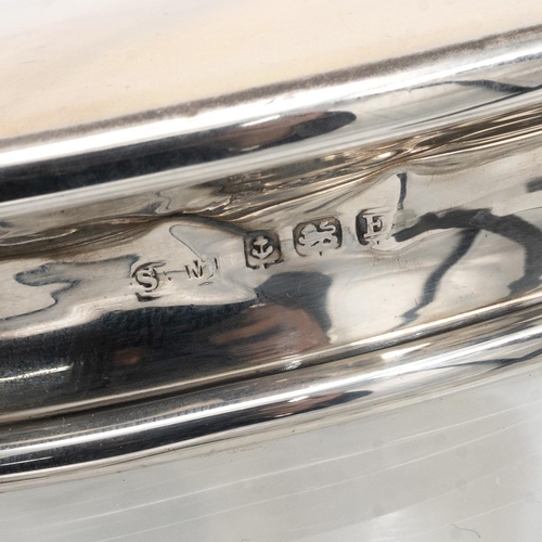 187 - James Stinton, probably for Royal Worcester, a crystal glass powder jar with hallmarked silver (Birm... 