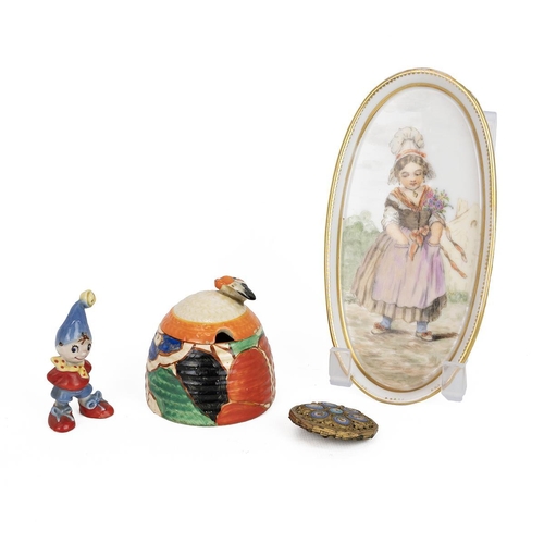 193 - Clarice Cliff for Newport Pottery Bizarre Fantasque lidded preserve jar with bee knop, together with... 