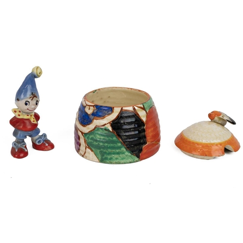 193 - Clarice Cliff for Newport Pottery Bizarre Fantasque lidded preserve jar with bee knop, together with... 
