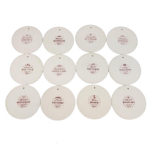 194 - Bjorn Wiinblad for Nymolle Denmark set of twelve calendar wall plaques, D15cm