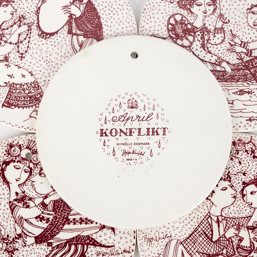 194 - Bjorn Wiinblad for Nymolle Denmark set of twelve calendar wall plaques, D15cm