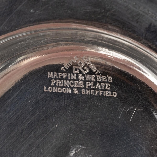 197 - Mappin & Webb Hobnail pattern cut glass lemonade jug with silver plated mount, hinged lid and re... 