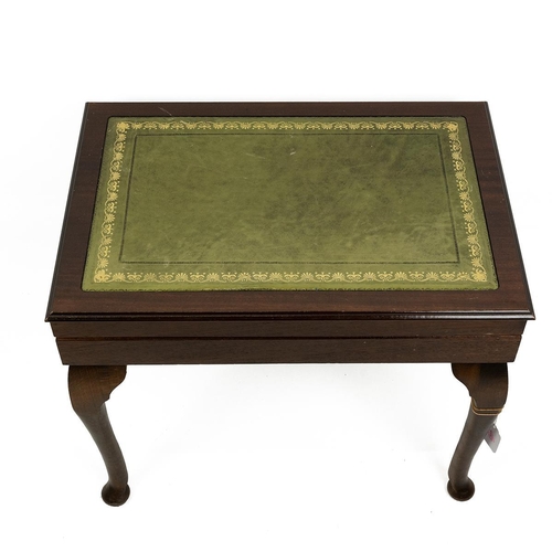 203 - Osborne 8 setting canteen of cutlery (unused) in fitted mahogany tooled leather topped table, raised... 