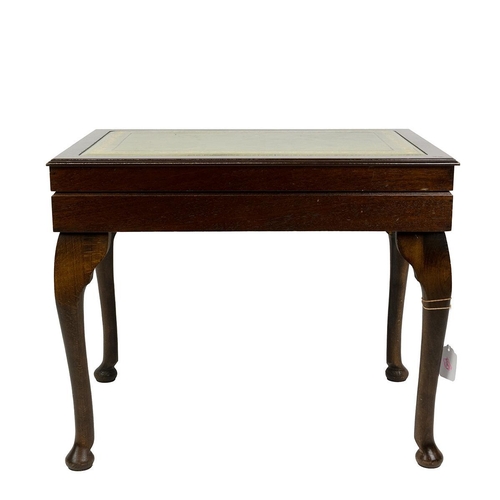 203 - Osborne 8 setting canteen of cutlery (unused) in fitted mahogany tooled leather topped table, raised... 