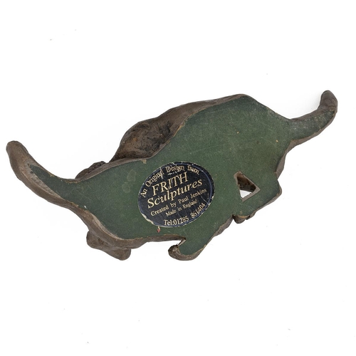 211 - Paul Jenkins for Frith Sculptures - three resin cast cat figurines, together with two carved wood ca... 