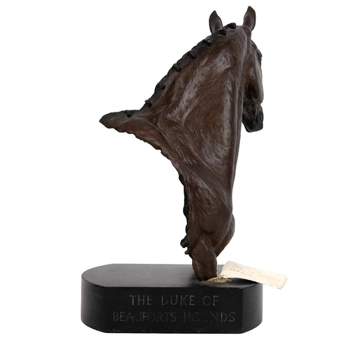 214 - Georgie Welch (b 1969, British) limited edition (of 9) bronze bust of a horse resting on a slate soc... 