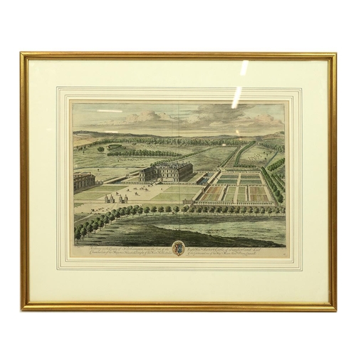 216 - L.Knyff and I.Kip 18th century hand coloured engraving of Althrop, in the county of Northampton, fra... 