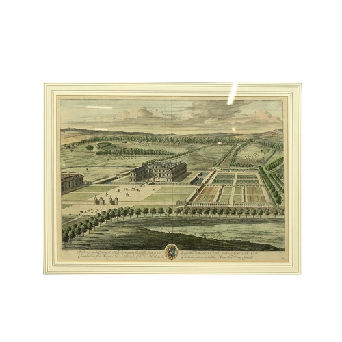 216 - L.Knyff and I.Kip 18th century hand coloured engraving of Althrop, in the county of Northampton, fra... 