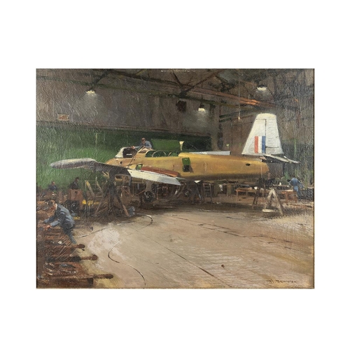 223 - W Brown circa 1950 mechanics tending a military aircraft, a Hunting Percival Jet Provost, with trico... 