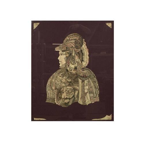 224 - 19th/20th century, Lucas? pen and ink, an unusual grotesque/obscure montage of a soldier with a helm... 