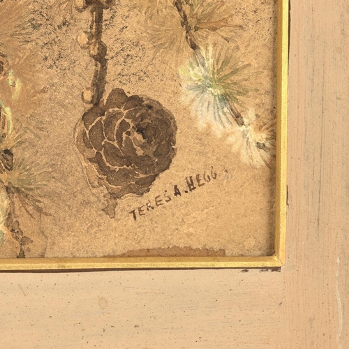 228 - Teresa Maria Hegg (1829-1911), watercolour on paper, autumnal flowers and plants. Frame W 34cm, H 63... 