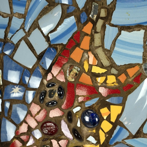 231 - Two Architectural designer mosaic panels constructed from porcelain and glass with futuristic/abstra... 