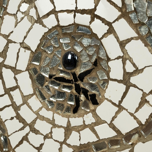 231 - Two Architectural designer mosaic panels constructed from porcelain and glass with futuristic/abstra... 