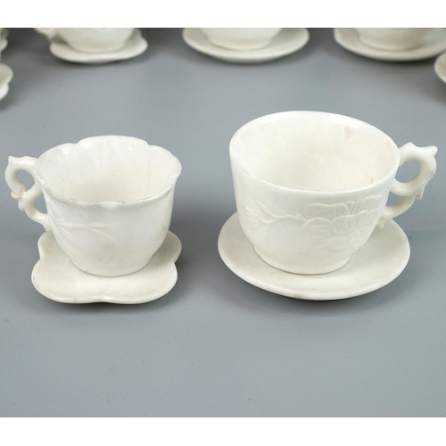 234 - Oriental late 19th/early 20th century soapstone tea services to include teapot, milk jug, sugar bowl... 