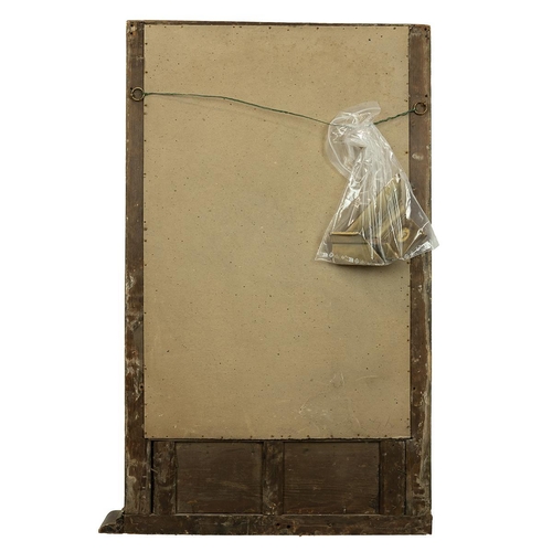 542 - Regency gilt carved wood hanging hall mirror with floral swags to pediment and turned columns either... 