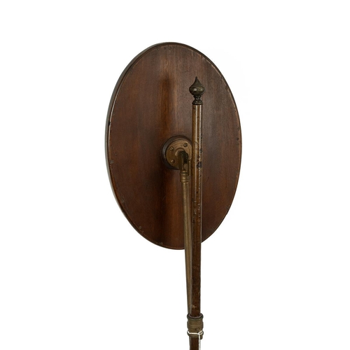 543 - An Edwardian mahogany framed oval dressing table swing mirror. Together with a Georgian pole Shaving... 