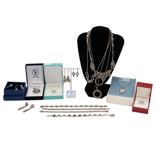 5 - Costume jewellery including silver and vintage necklaces, earrings, bracelets, rings etc.