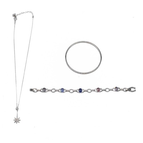 7 - A Swarovski bangle, a gem set bracelet and a necklace with a star-shaped drop.