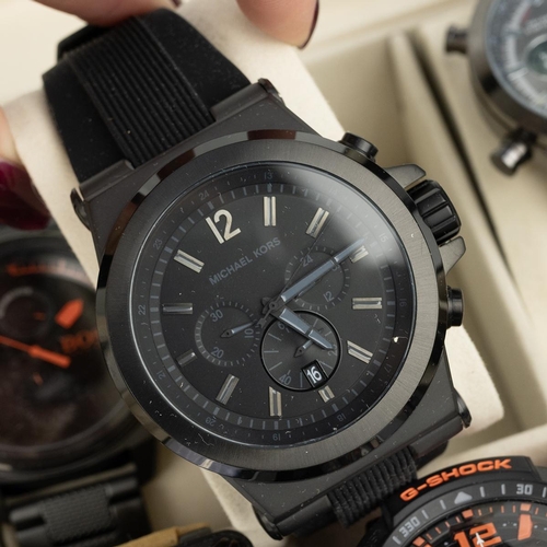 10 - Collection of gent's quartz wristwatches including: 2 x Casio G-SHOCK, Aviator, KDS, Michael Kors, B... 