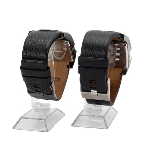 14 - 2x Diesel watches. DZ-4245, 10 bar, quartz, 50mm stainless steel case, black leather strap; DZ-4288,... 