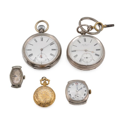 23 - J W Benson silver pocket watch with subsidiary seconds dial and one other silver pocket watch, and a... 