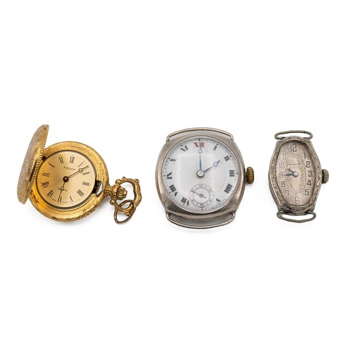 23 - J W Benson silver pocket watch with subsidiary seconds dial and one other silver pocket watch, and a... 